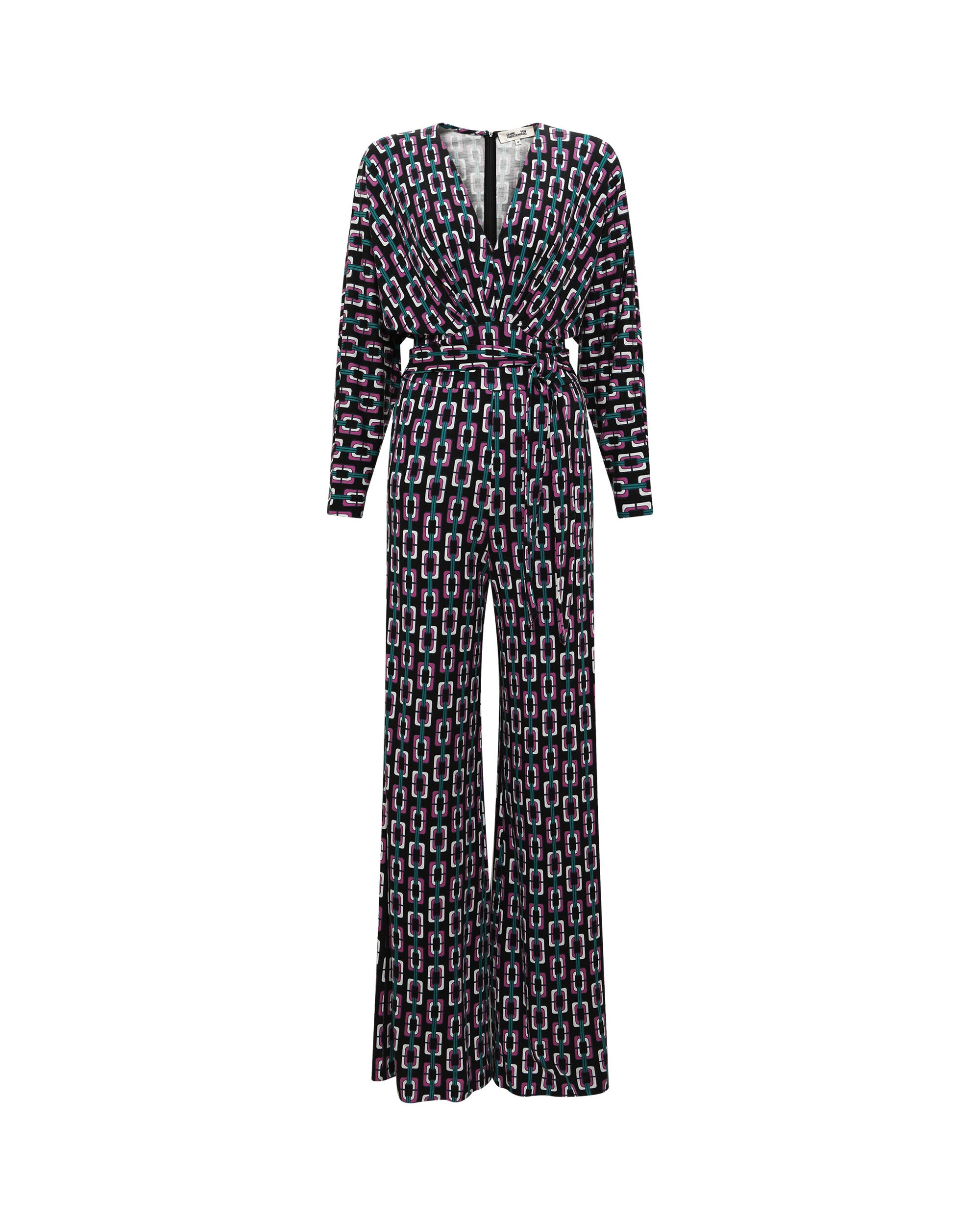 DVF FANNY JUMPSUIT, Chain Geo Multi Black / Black, hi-res image number 0