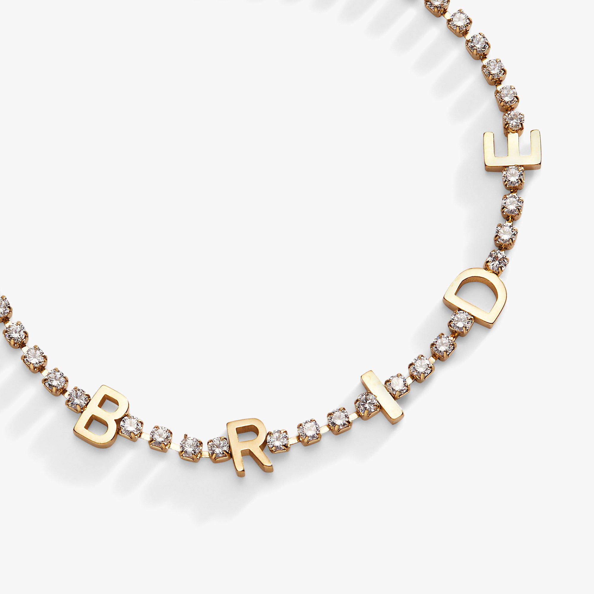 &quot;Bride&quot; Crystal Tennis Bracelet, Gold / Gold, alternate image number 1