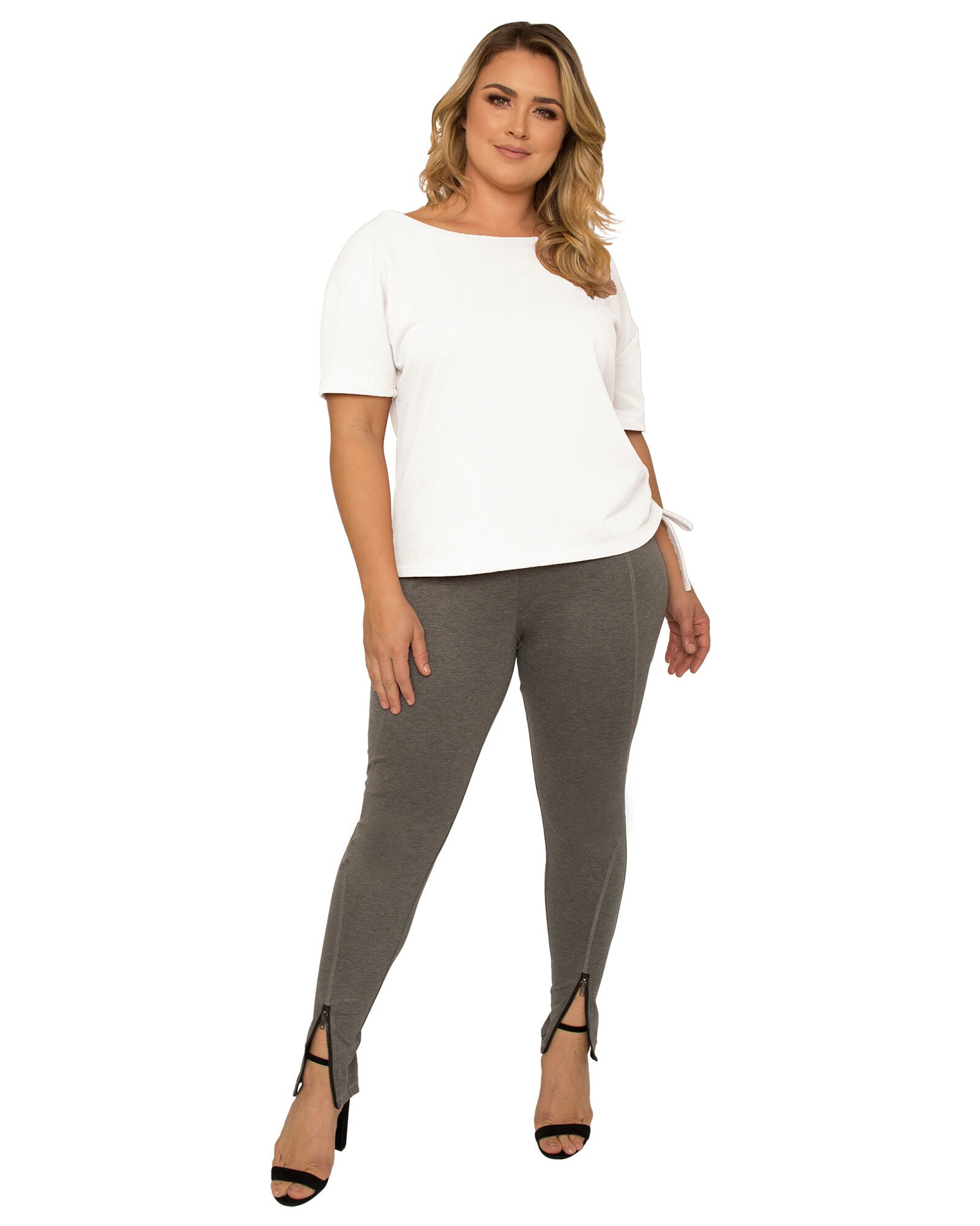 Nola Plus Size Boat Neck French Terry Ruched Tee, , alternate image number 8