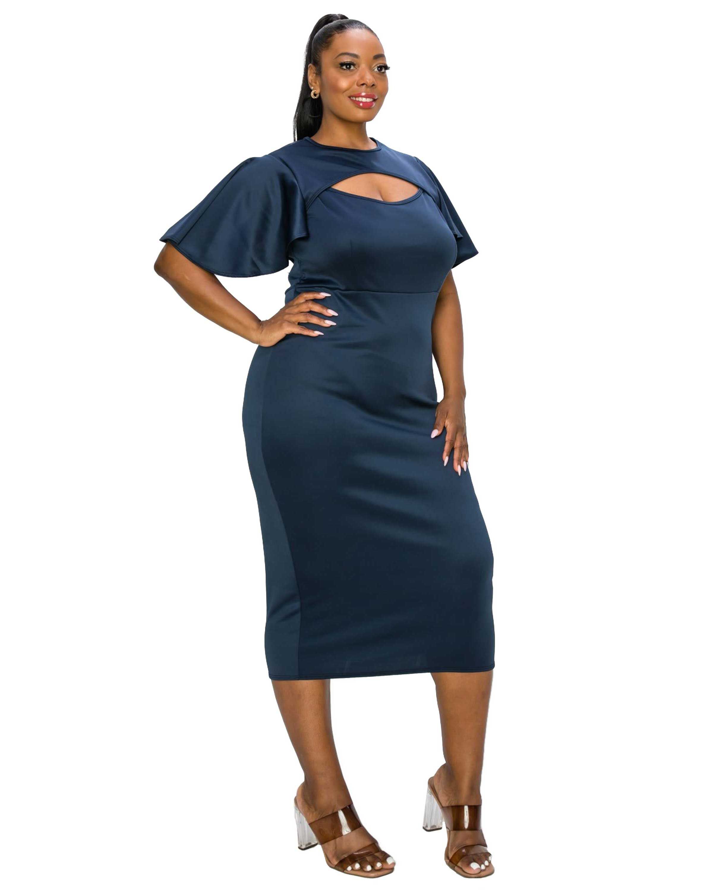 MILLIE CUTOUT FLUTTER DRESS, , alternate image number 3