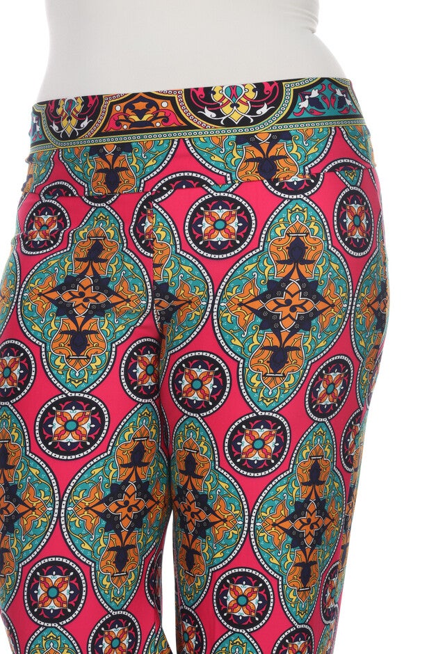Printed Palazzo Pants, FuchsiaGreen / Deep Fuchsia, alternate image number 4