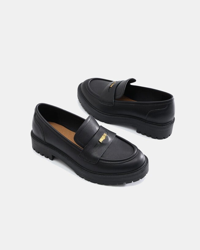 Sam Lucky Penny Leather Loafers, Black / Black, alternate image number null