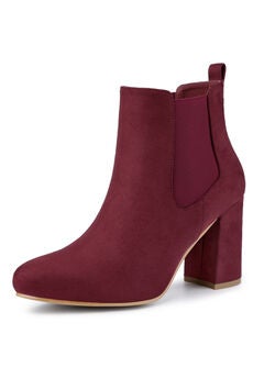 ROUND TOE CHUNKY HEEL CHELSEA ANKLE BOOTS
