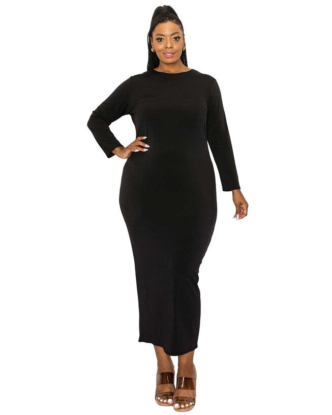 EVALINA MIDI DRESS, Black / Black, hi-res image number null