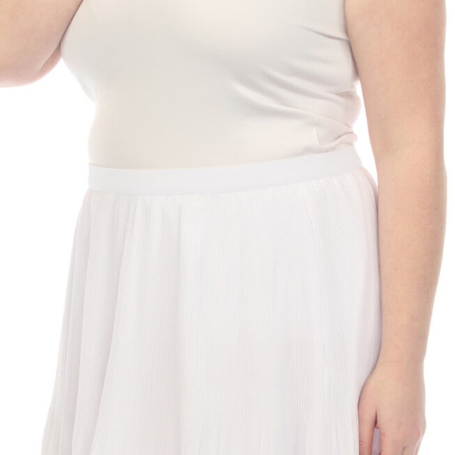 Chiffon Pleated Midi Skirt, White / White, alternate image number 2