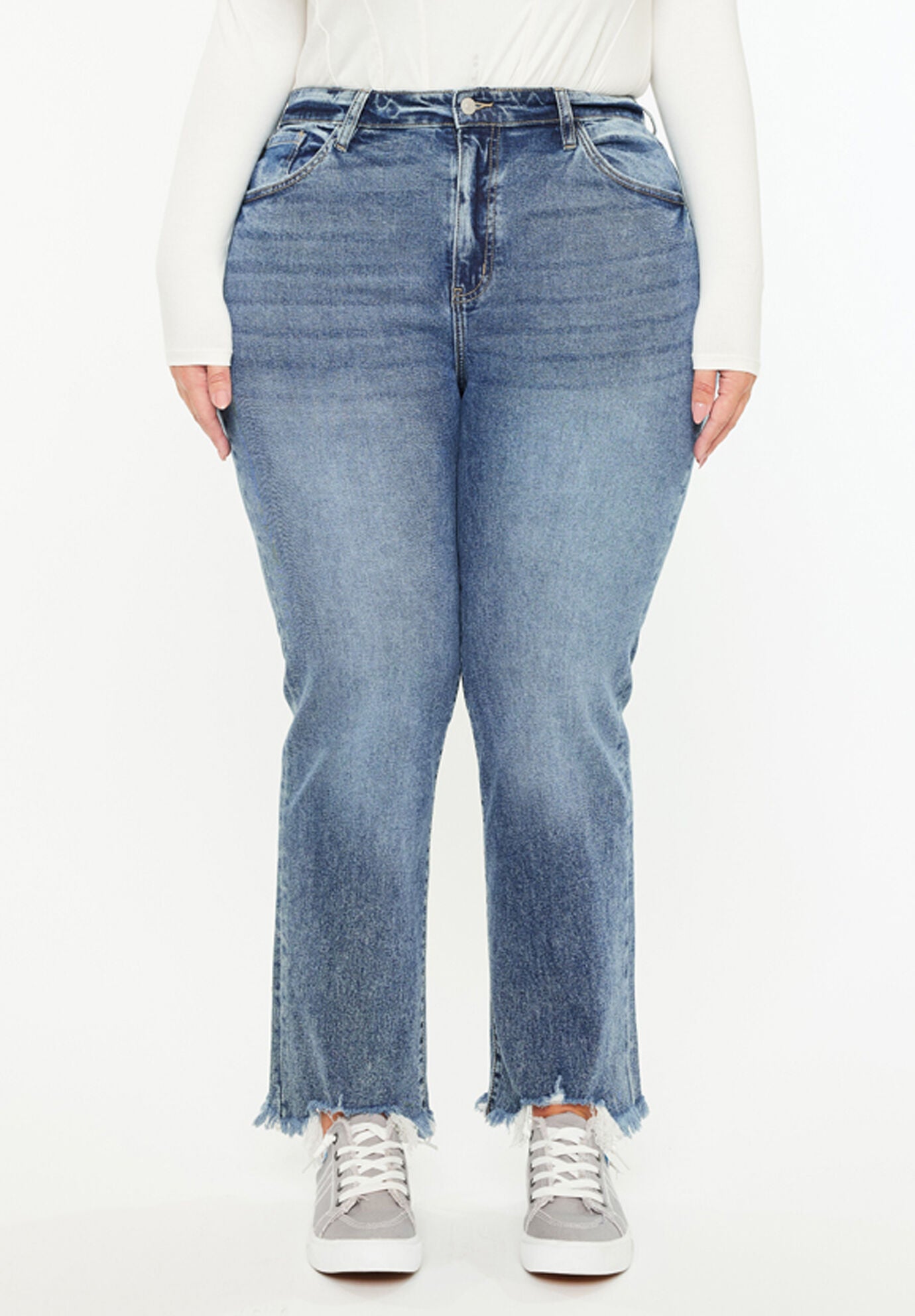 Kristine Essentials High Rise Slim Straight Leg Jeans (Plus size), Dark Wash / Dark Wash, hi-res image number 0