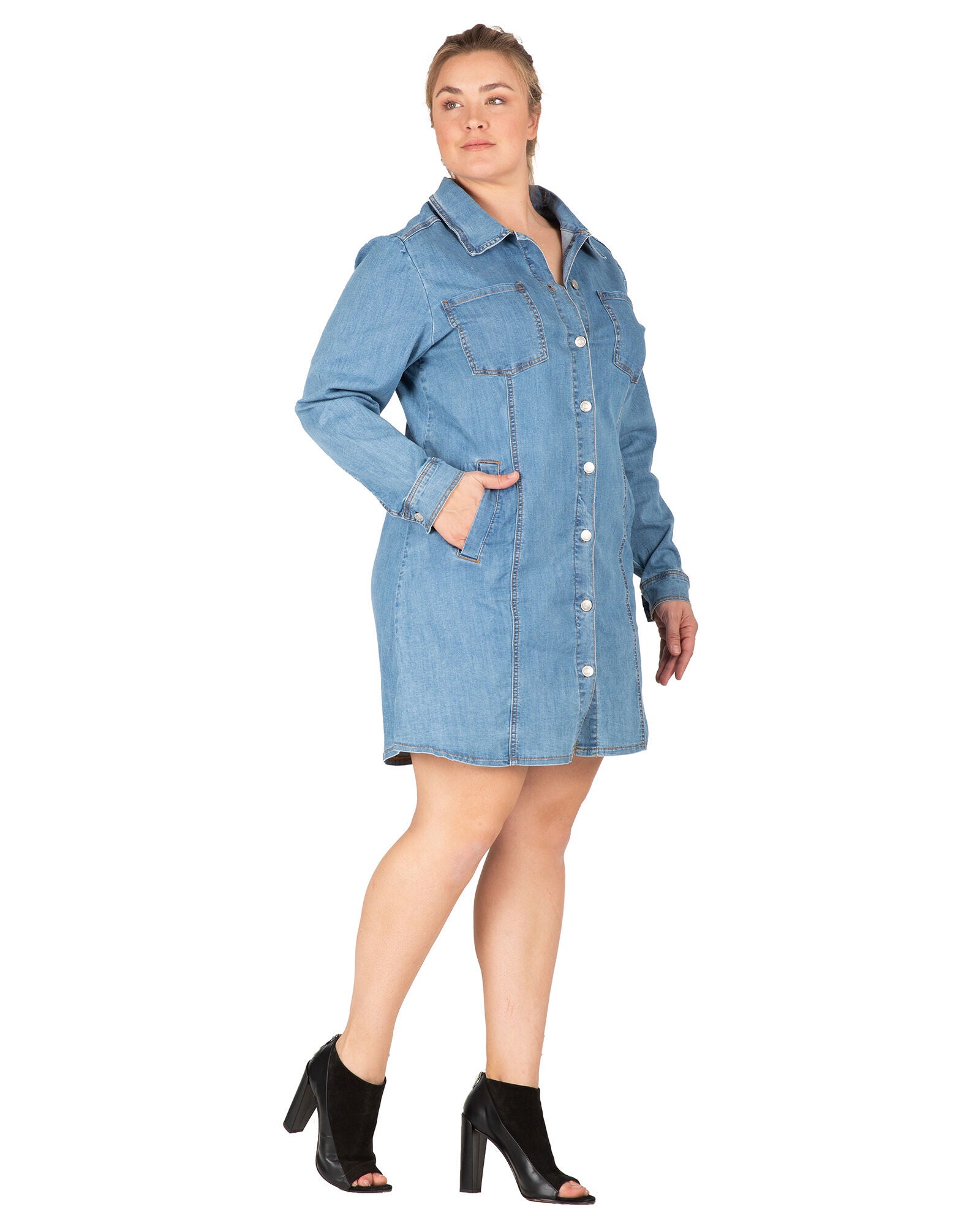 Ally Women&#39;s Full Sleeve Denim Shirt Dress, , alternate image number 7