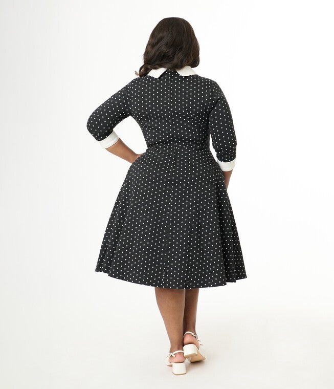 Unique Vintage Plus Size Blue & Purple Madras Plaid Shirt Dress, Black / Black, alternate image number 1