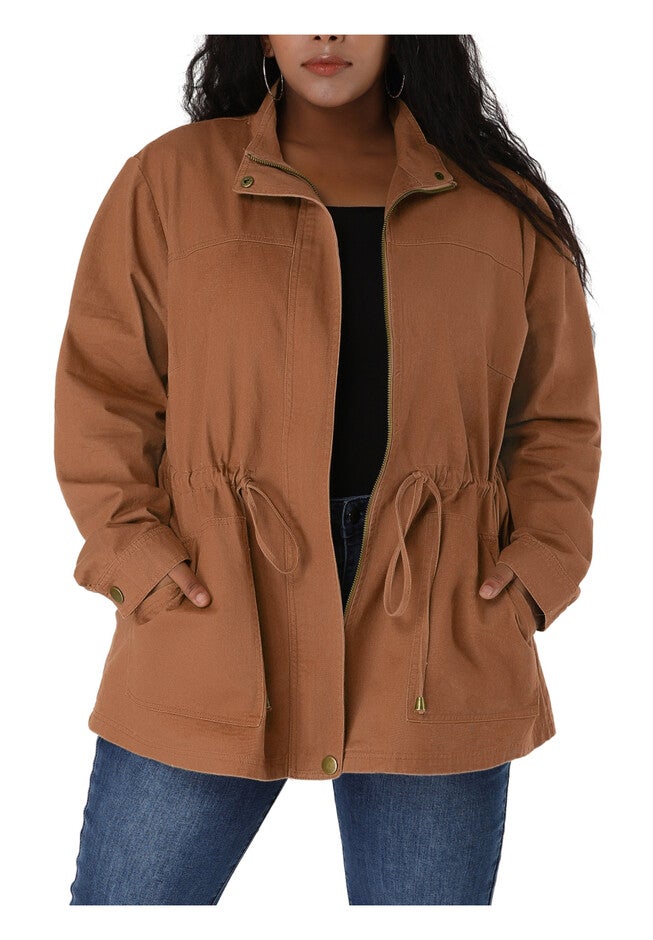 LIGHTWEIGHT ANORAK DRAWSTRING UTILITY JACKET, Brick Red / Red, alternate image number 2