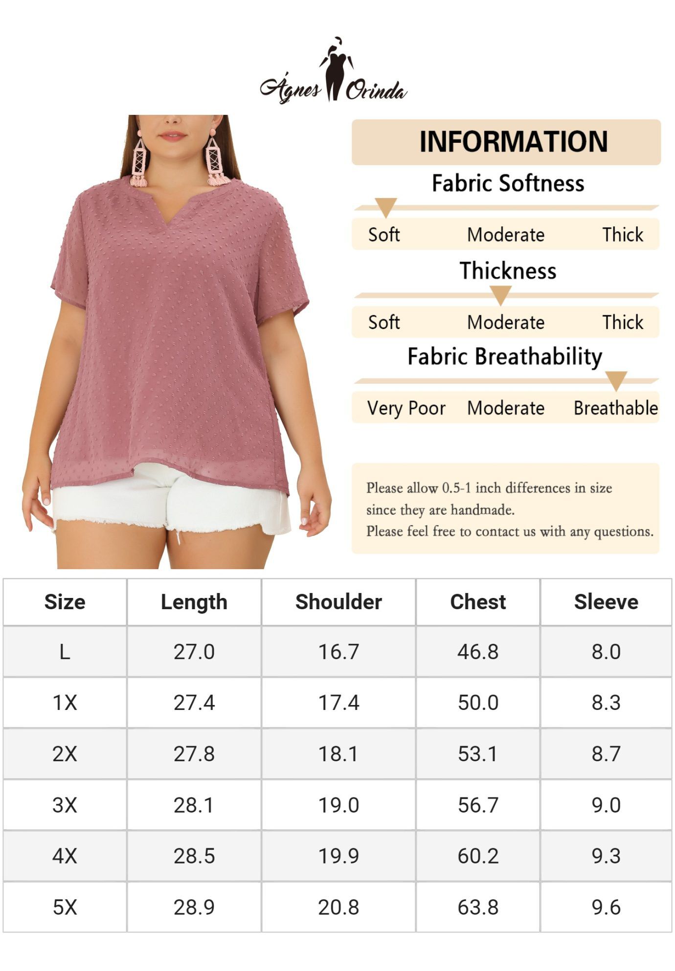 Swiss Dots Notched Neck Short Sleeve Basic Blouse, Gray Purple / Pink, alternate image number 4