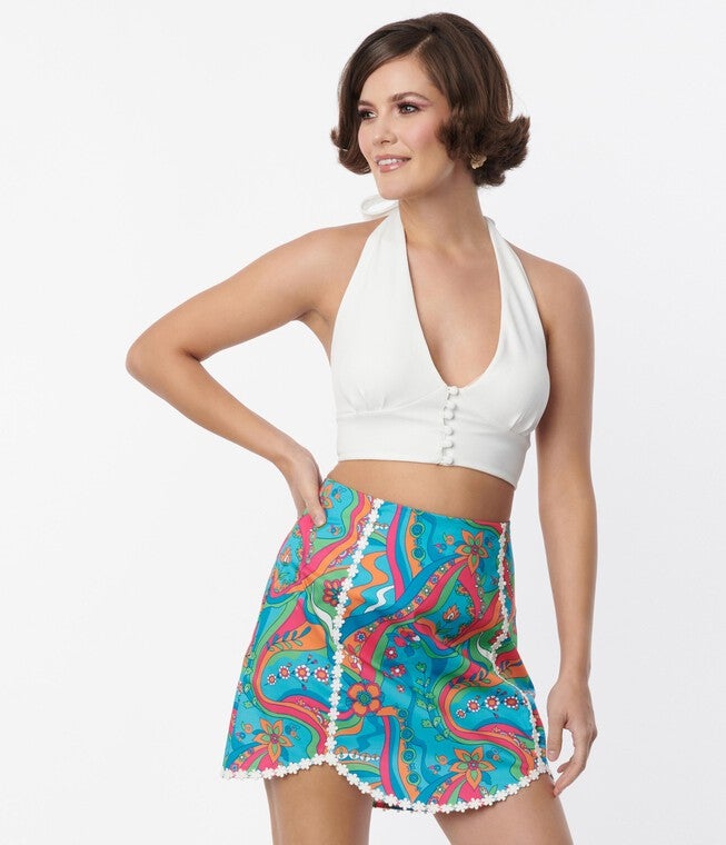 Smak Parlour White Feelin Groovy Crop Top, White / White, hi-res image number 0