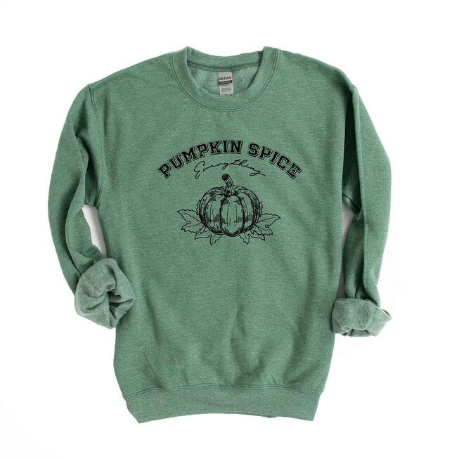 Pumpkin Spice Grunge Graphic Sweatshirt, Heather Green / Light Green, hi-res image number 0