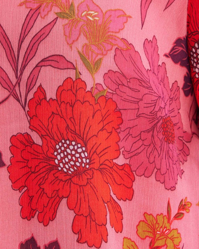 Delta Pink Floral Asymmetrical Top, Print / Pink, alternate image number null