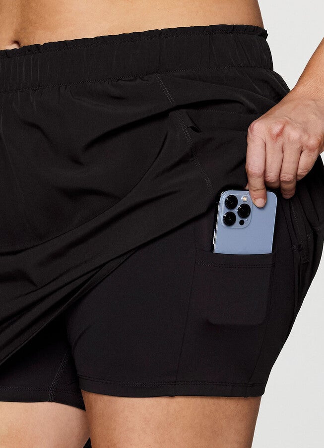 Plus On Course 19 inches Skort, Black / Black, alternate image number 2