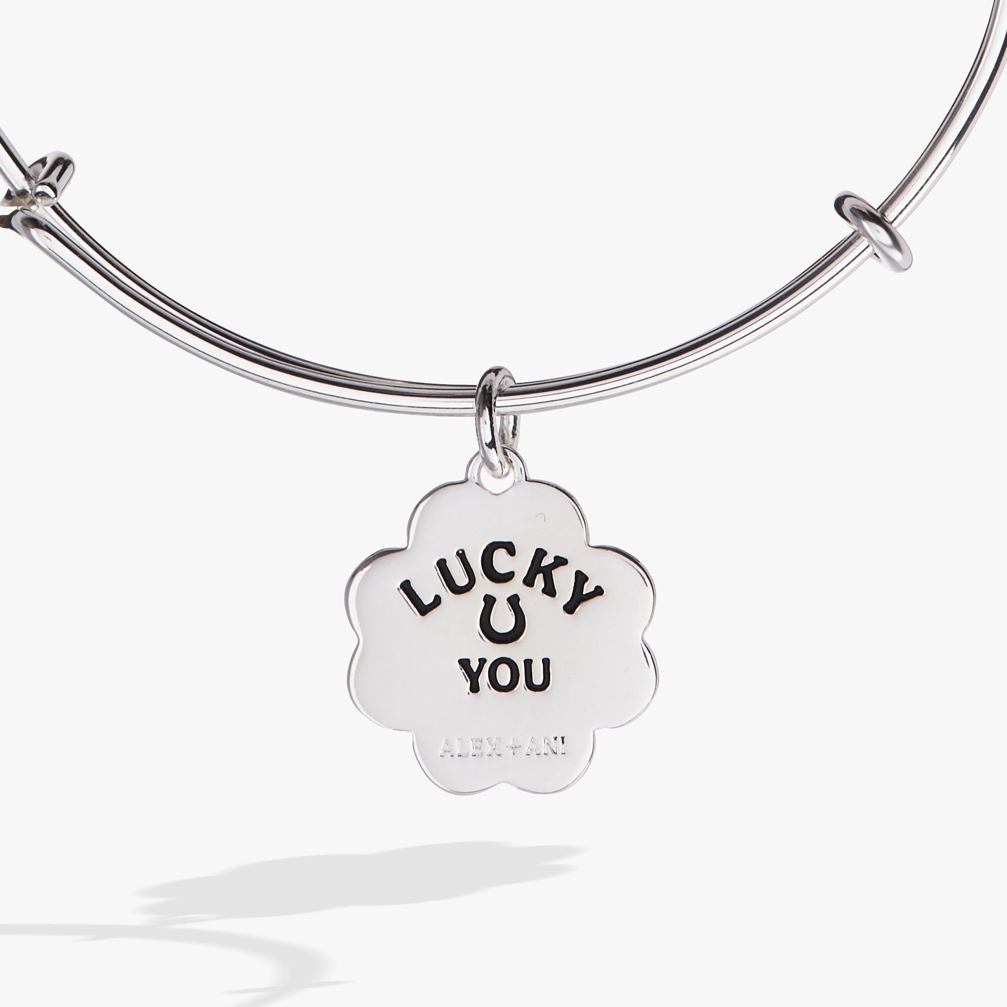 Four-Leaf Clover Charm Bangle, Silver / Silver, alternate image number 2