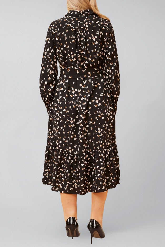 Renee Maxi Shirt Dress Printed Black, Black / Black, alternate image number 4