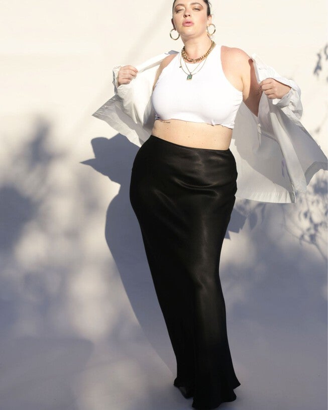 Eudora Maxi Bias Skirt in Black, , alternate image number null