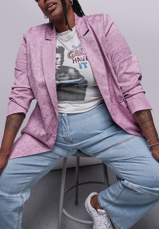 The Empower Jacquard Double Breasted Blazer, MAUVE / Mauve, alternate image number 4