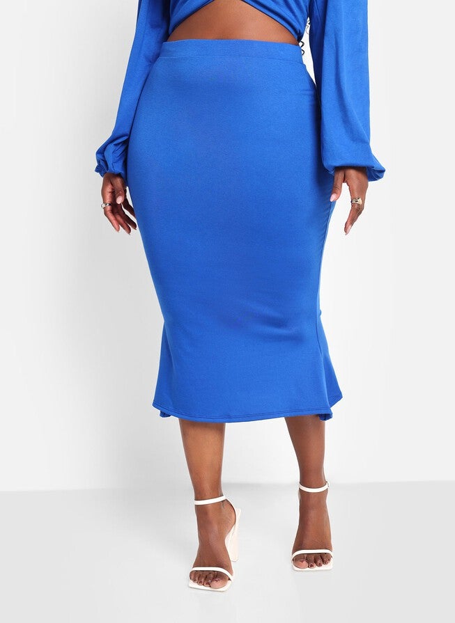 LILAH MERMAID MIDI BODYCON SKIRT, Royal Blue / Royal Blue, alternate image number null