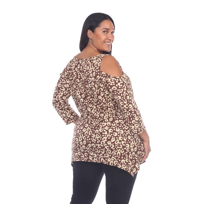 Leopard Cold Shoulder Tunic Top, , alternate image number 7