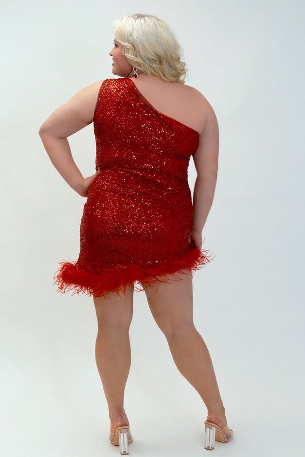 FEATHER FRENZY PARTY DRESS, Firecracker / Red, alternate image number 1