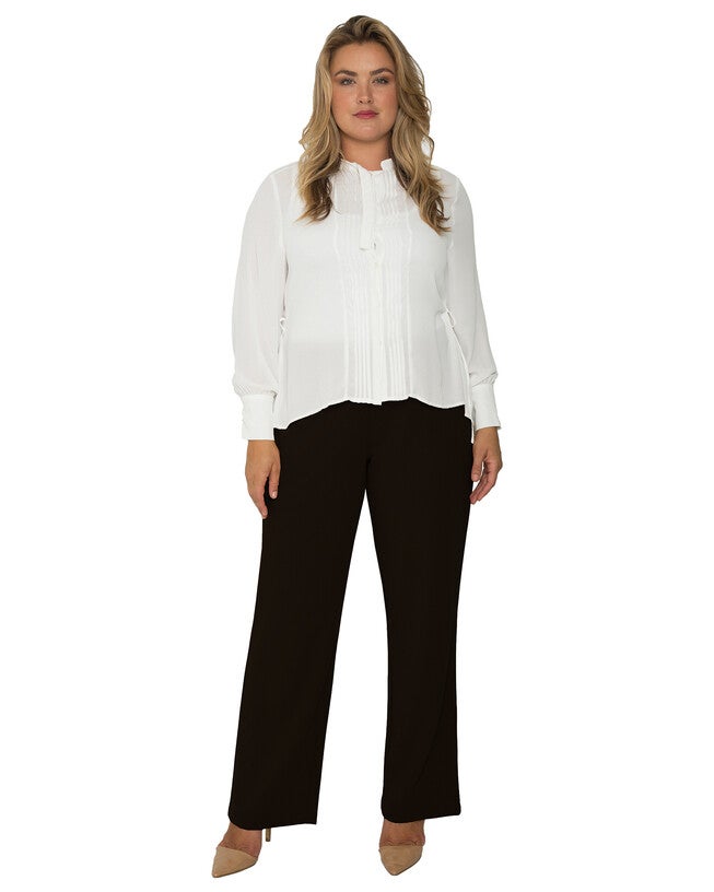 Plus Size Mona High Waist Stretch Crepe Pants, Black / Black, alternate image number 3