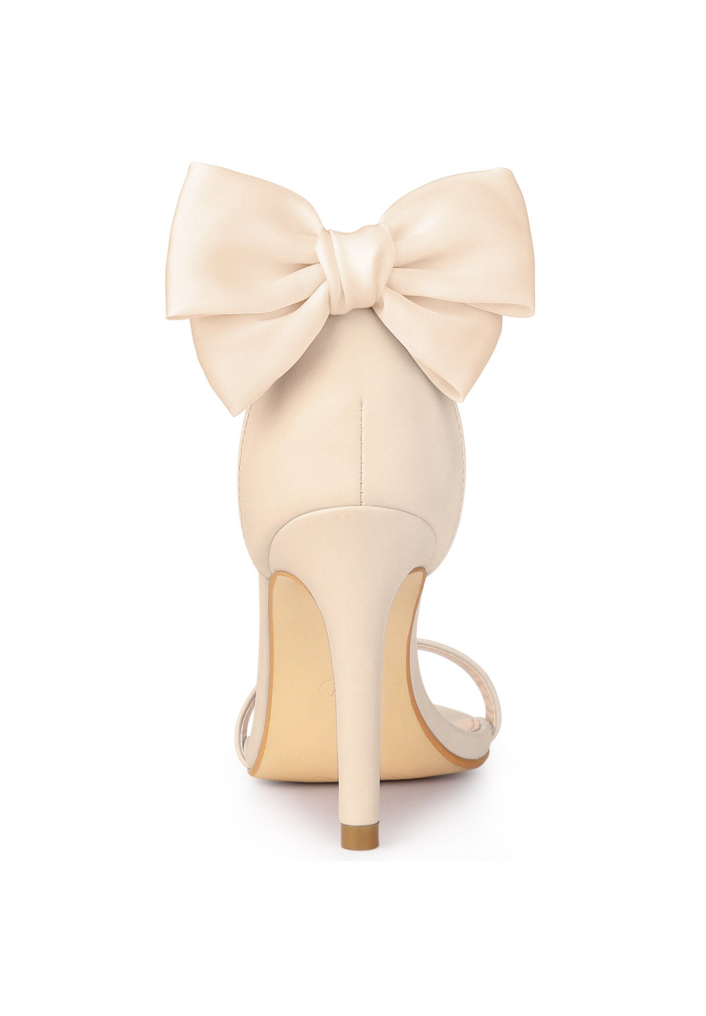 Bow Back Open Toe Stiletto Heel Sandals, Beige / Beige, alternate image number 2