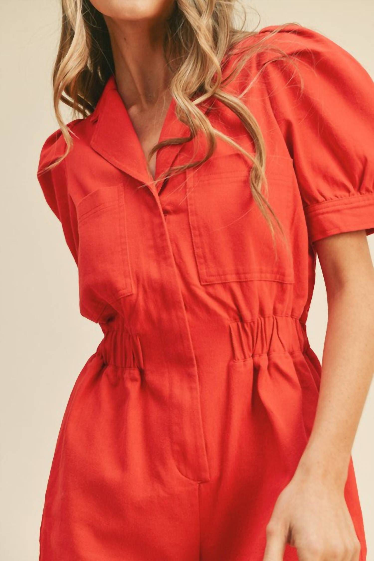 HAVE A LITTLE FUN ROMPER IN RED, Red / Red, alternate image number 4