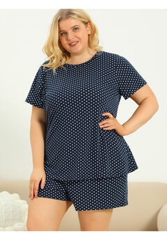 POLKA DOTS SLEEPWEAR PAJAMAS SET SHORT SLEEVE SHIRT AND SHORTS