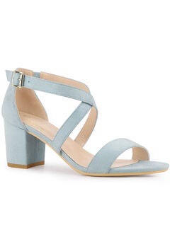 Crisscross Strap Open Toe Chunky Heels Sandals