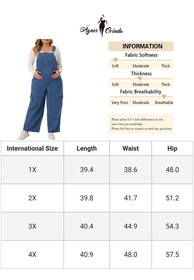 BAGGY WIDE LEG LOOSE BIB JEANS ADJUSTABLE ROMPER JUMPSUIT OVERALL, Mid Blue / Royal Blue, alternate image number 4