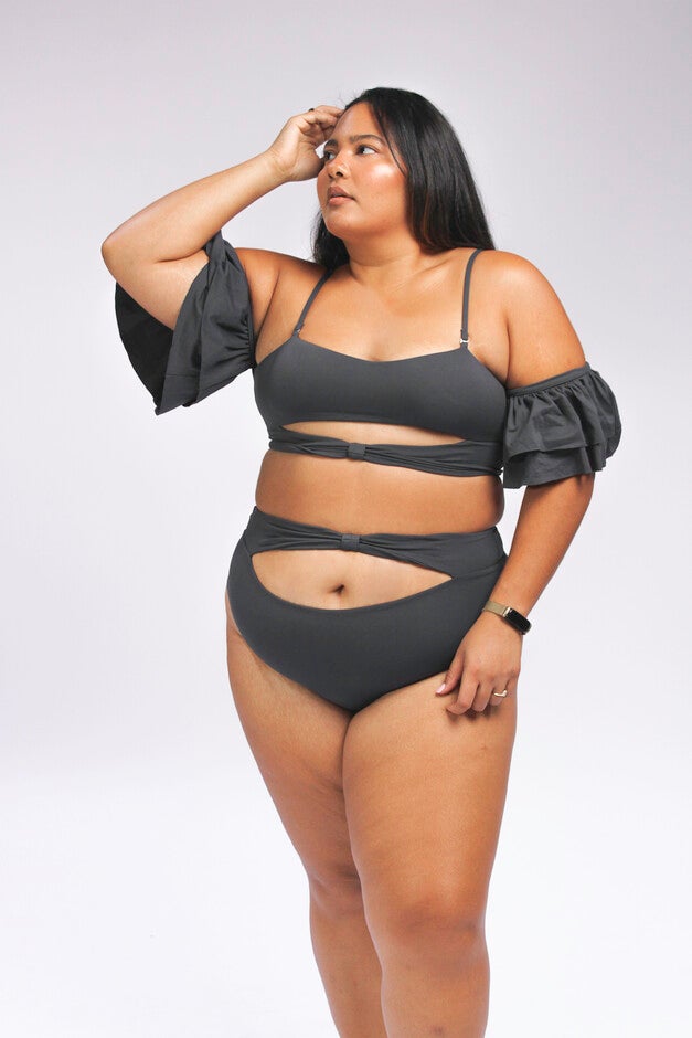 Ty cutout bikini top with ruffle sleeves, , alternate image number 4