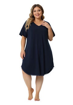 Short Sleeve V Neck Pajama Sleepdress