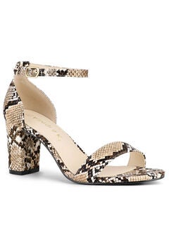 Snakeskin Ankle Strap Snake Chunky Heel Sandals