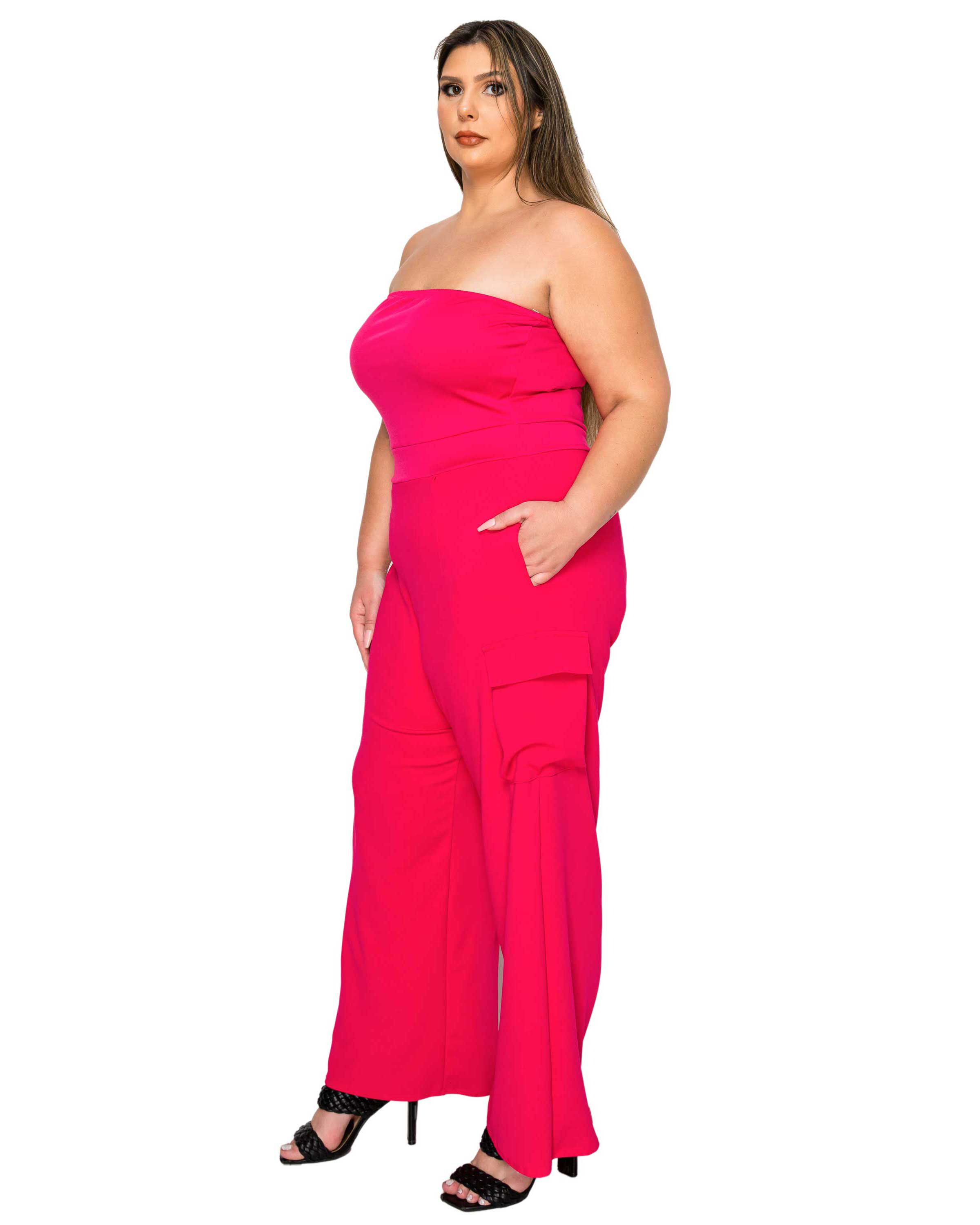 Yumi Sleeveless Cargo Jumpsuit, Fuchsia / Deep Fuchsia, alternate image number 1