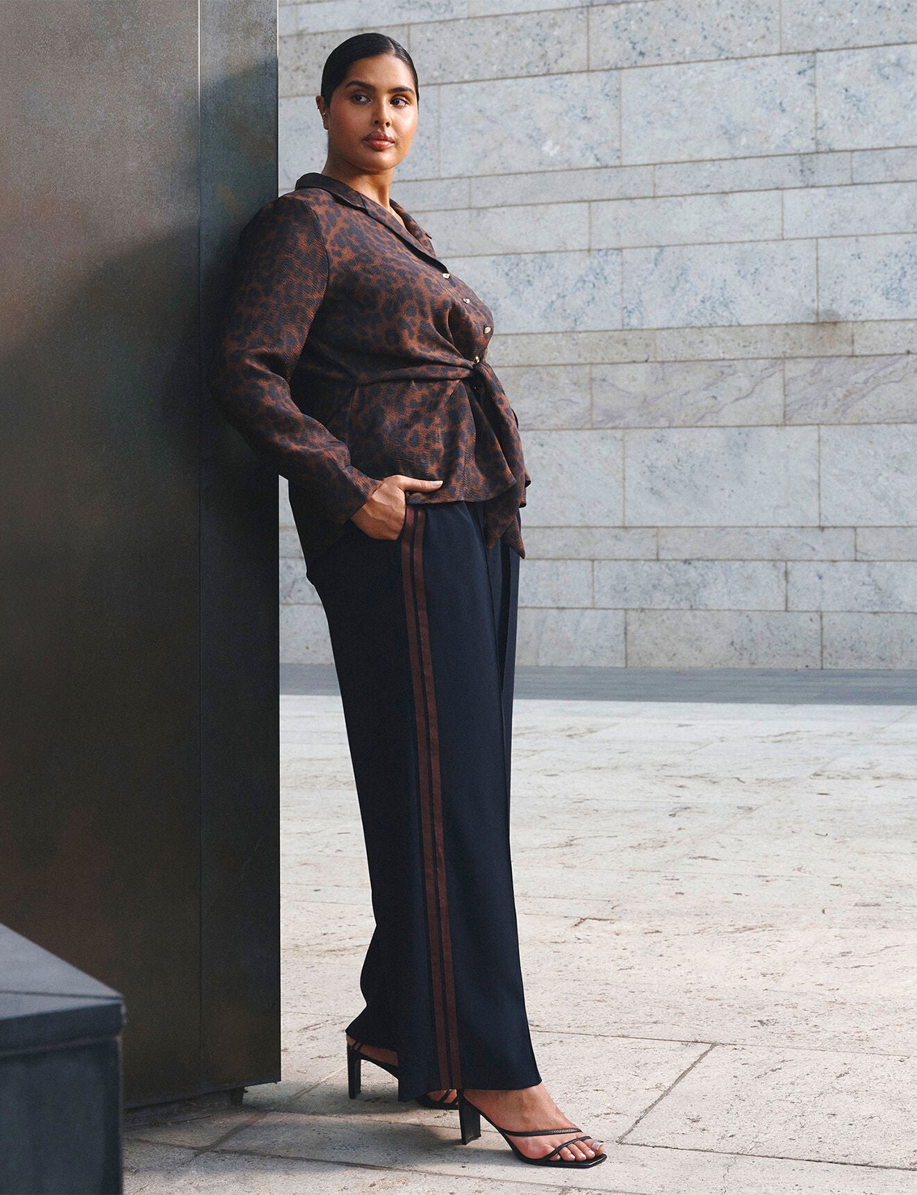 Jesse Striped Relaxed Pant, NavyChoc / Brown, alternate image number 1