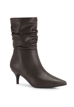 Pointed Toe Slouch Kitten Heel Mid-Calf Boots