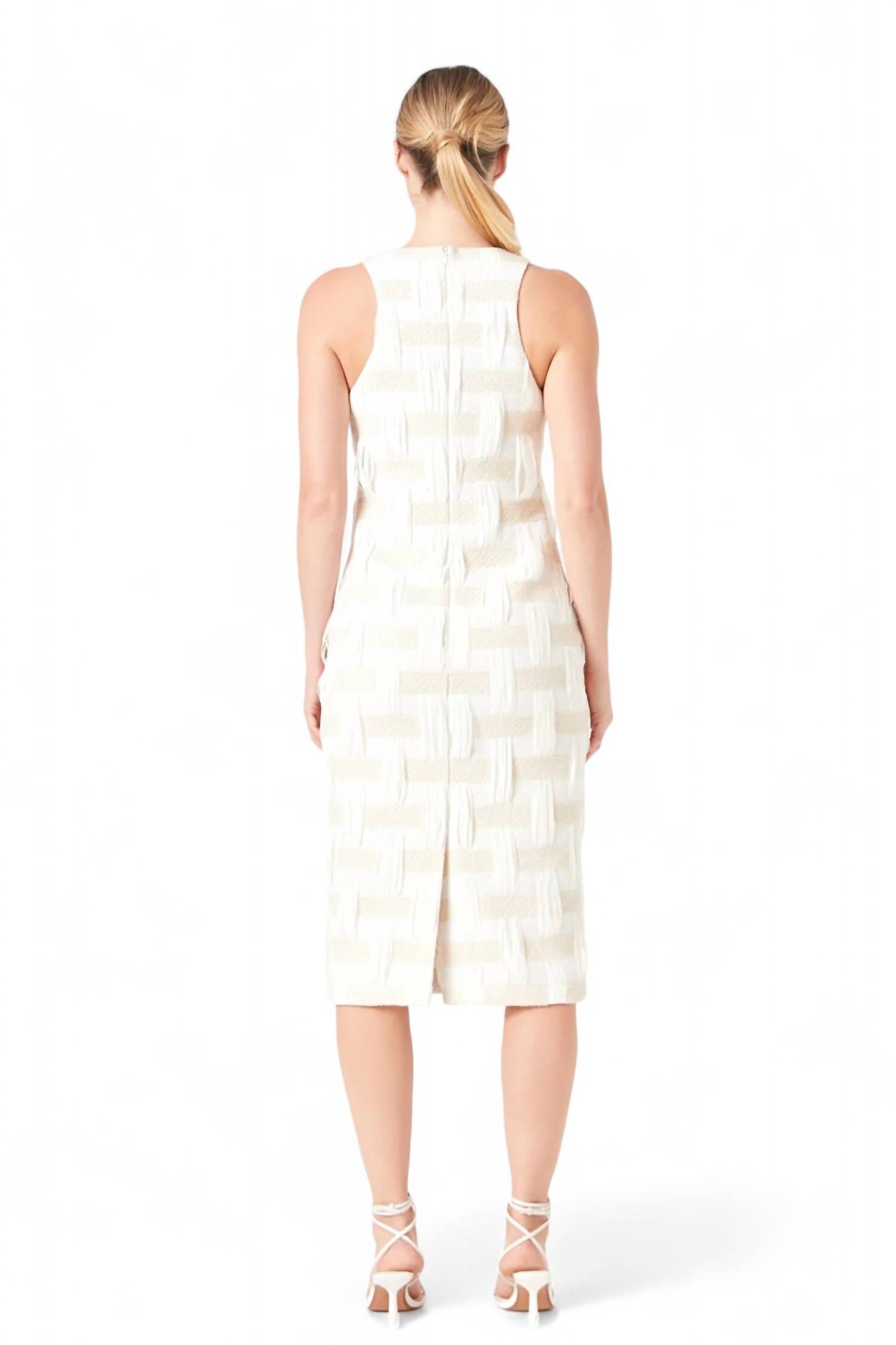 RACER BACK MIDI DRESS, Ivory / Ivory, alternate image number 3