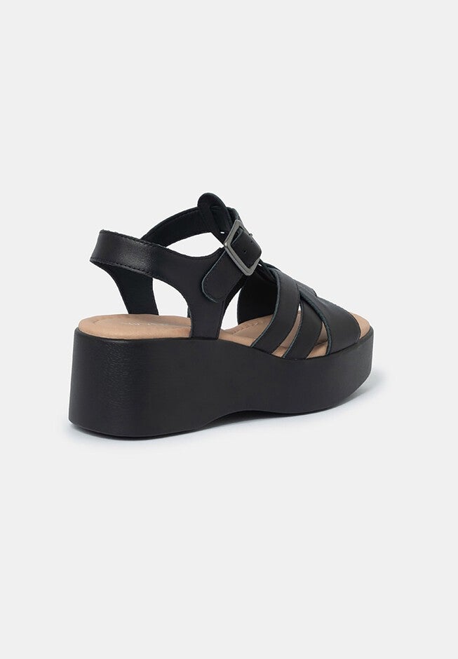 Willow T-Strap Wedge Sandals, Black / Black, alternate image number 1