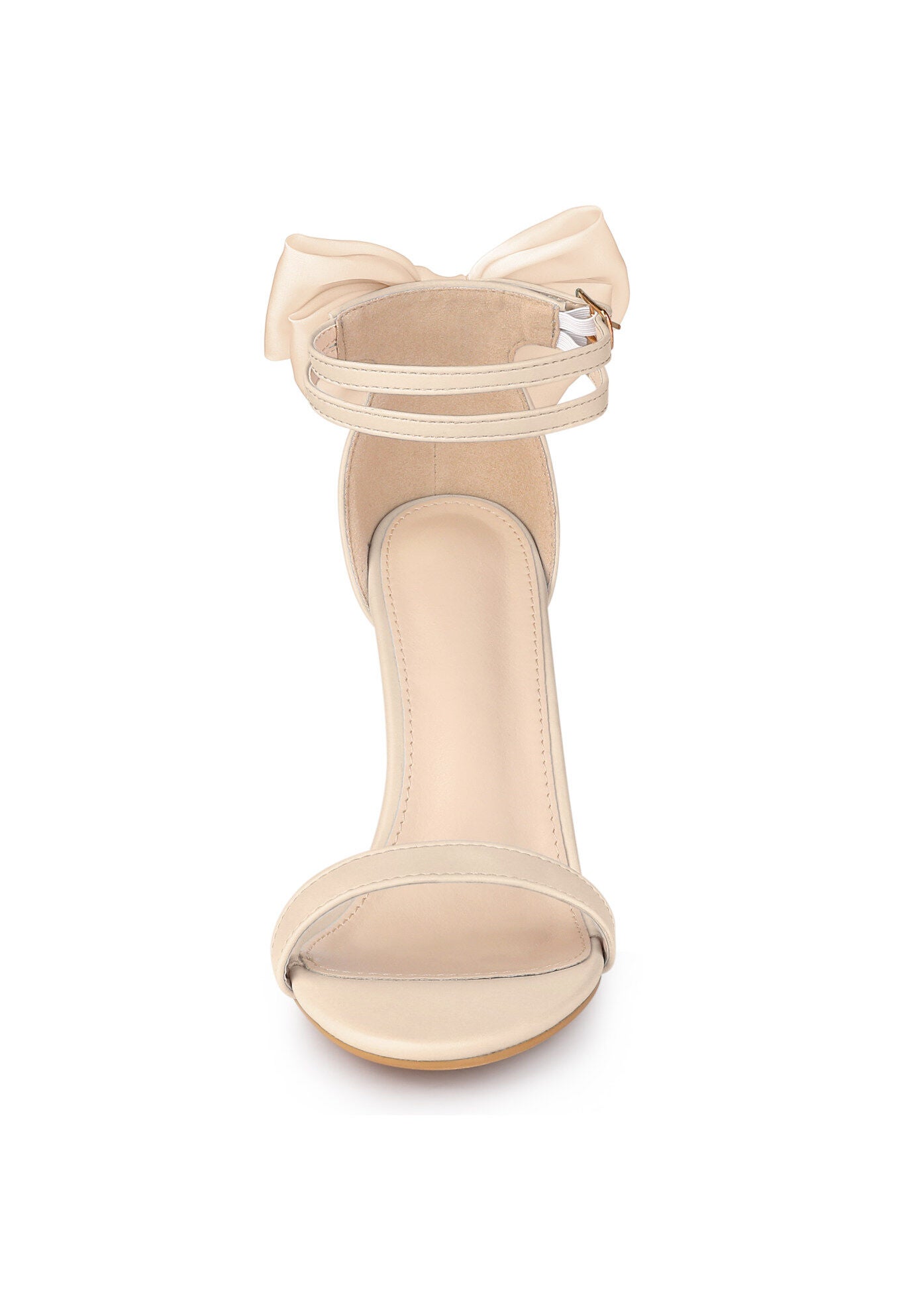 Bow Back Open Toe Stiletto Heel Sandals, Beige / Beige, alternate image number 1