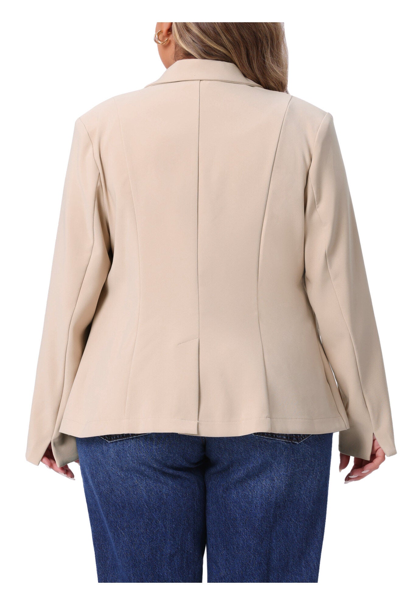 Business Casual Long Sleeve Lapel Pockets Jackets Blazer, Beige / Beige, alternate image number 3