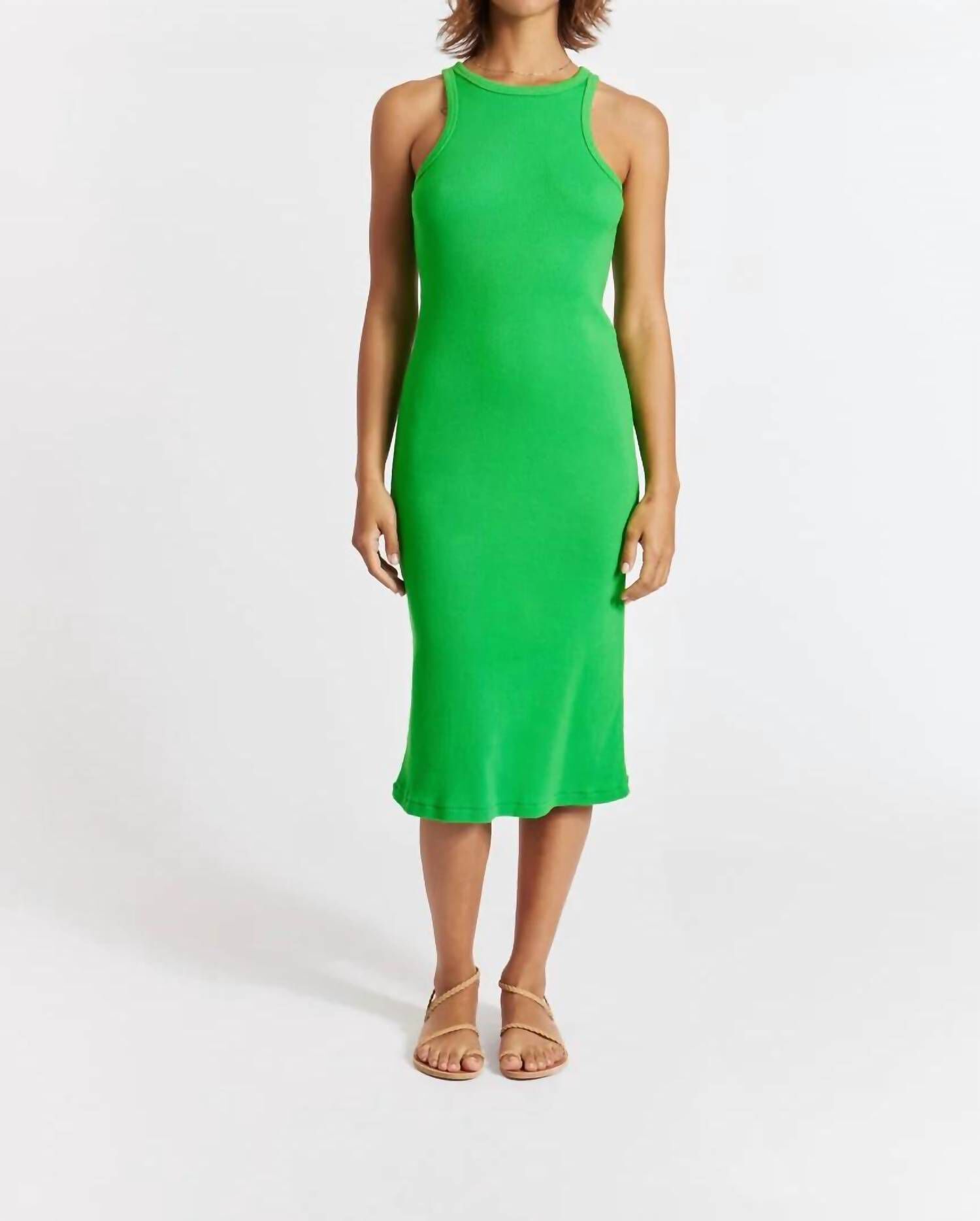 MUSCLE TANK DRESS IN GRASS, Grass / Kelly Green, hi-res image number 0