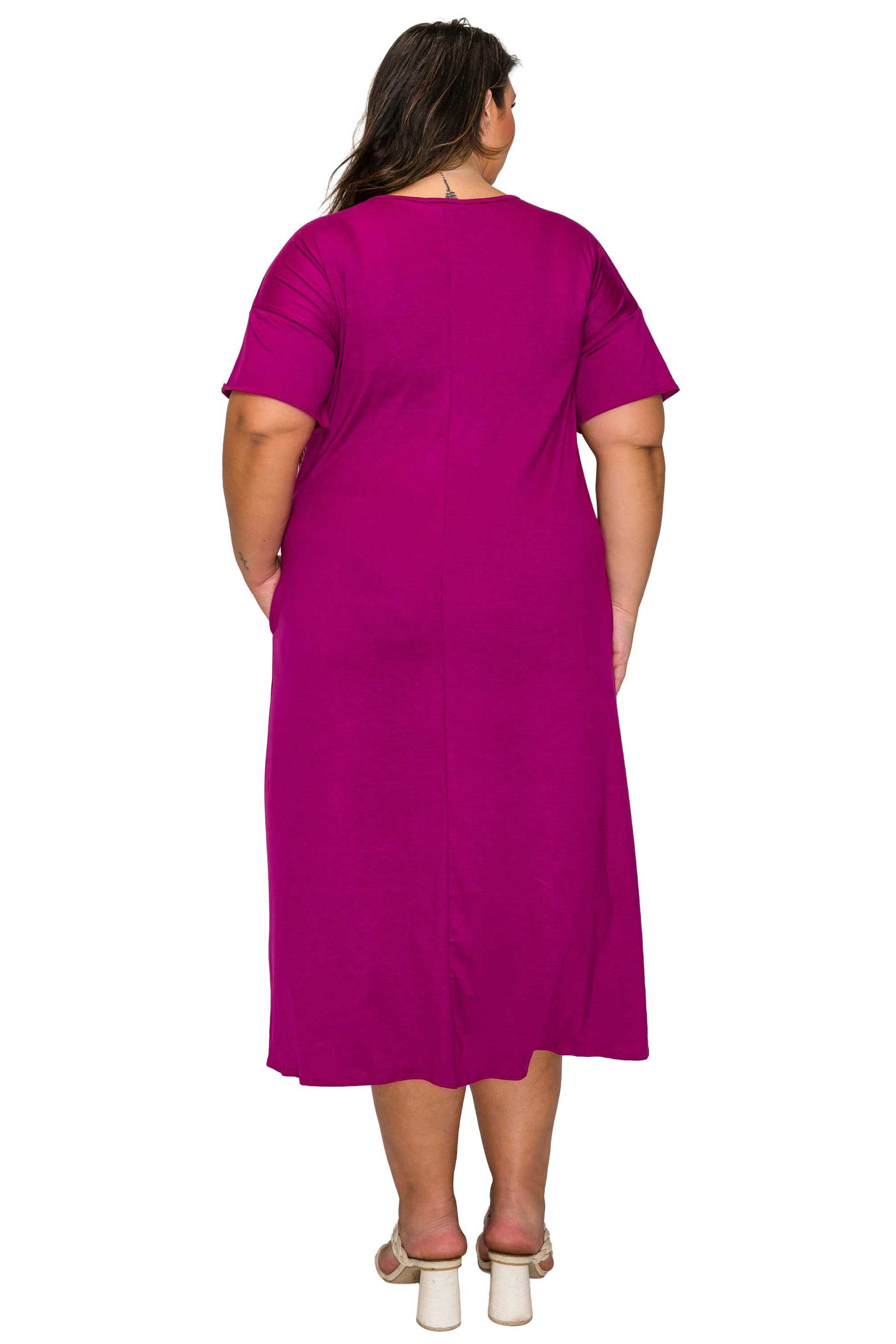 Olivia Pocket Midi Dress, Magenta / Magenta, alternate image number 2