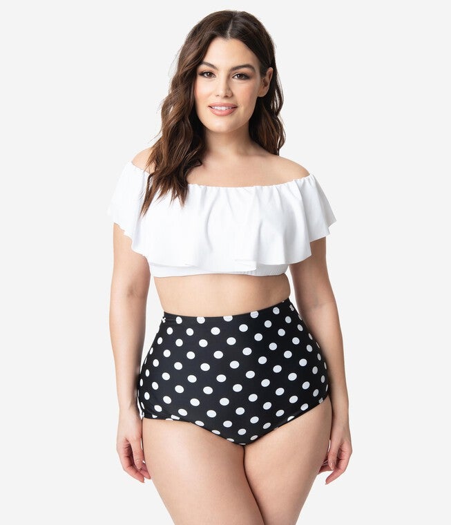 White Ruffle Swim Top, , alternate image number 7
