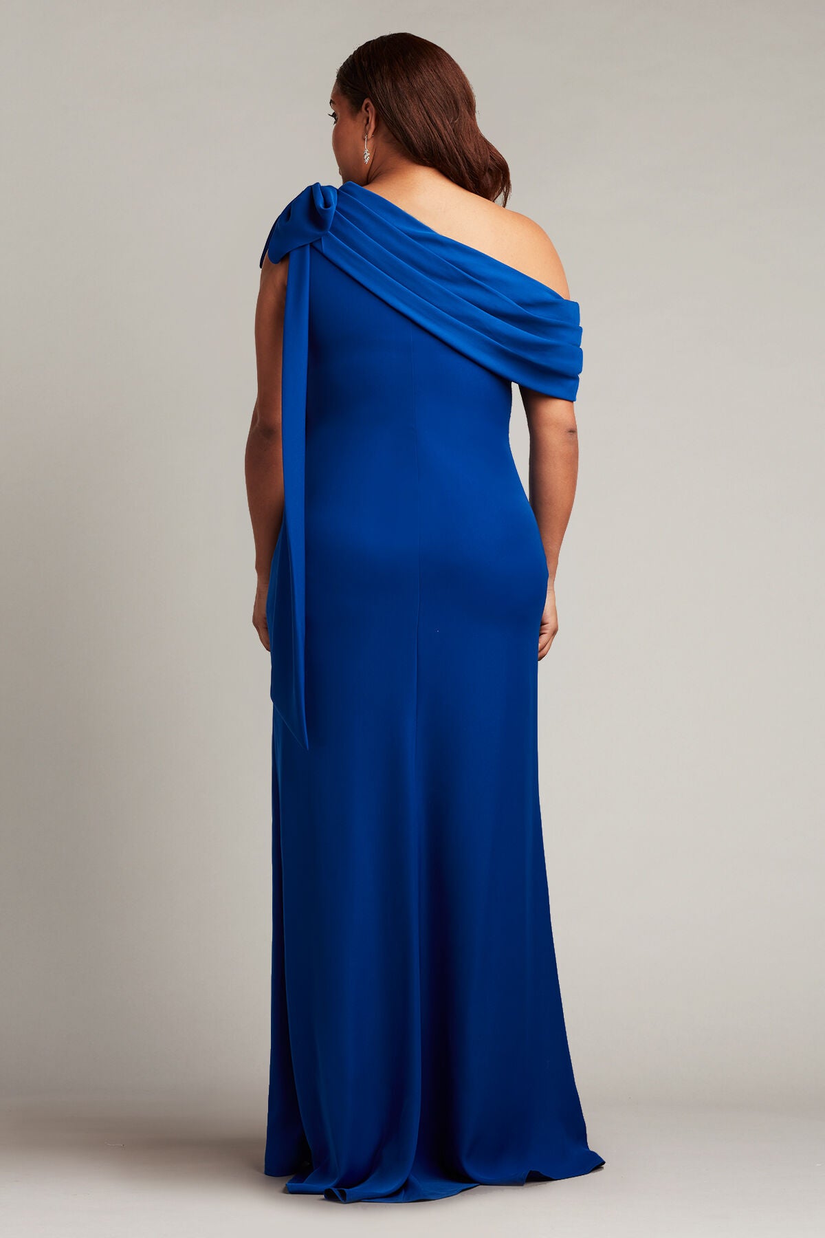 Cassia Bow-Shoulder Crepe Gown - PLUS SIZE, ROYAL BLUE / see-description, alternate image number 1