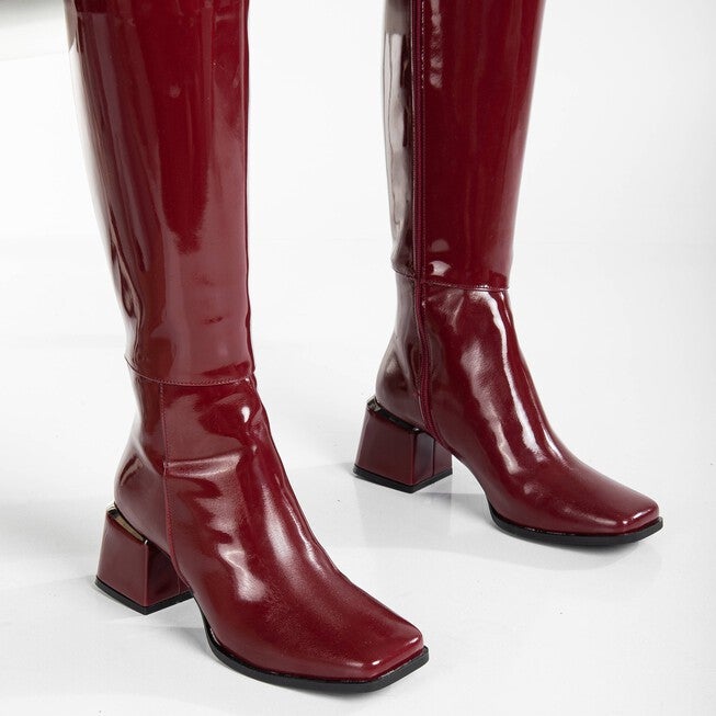ANELISE - BURGUNDY PATENT KNEE HIGH BOOTS, BURGUNDY / Burgundy, alternate image number 3