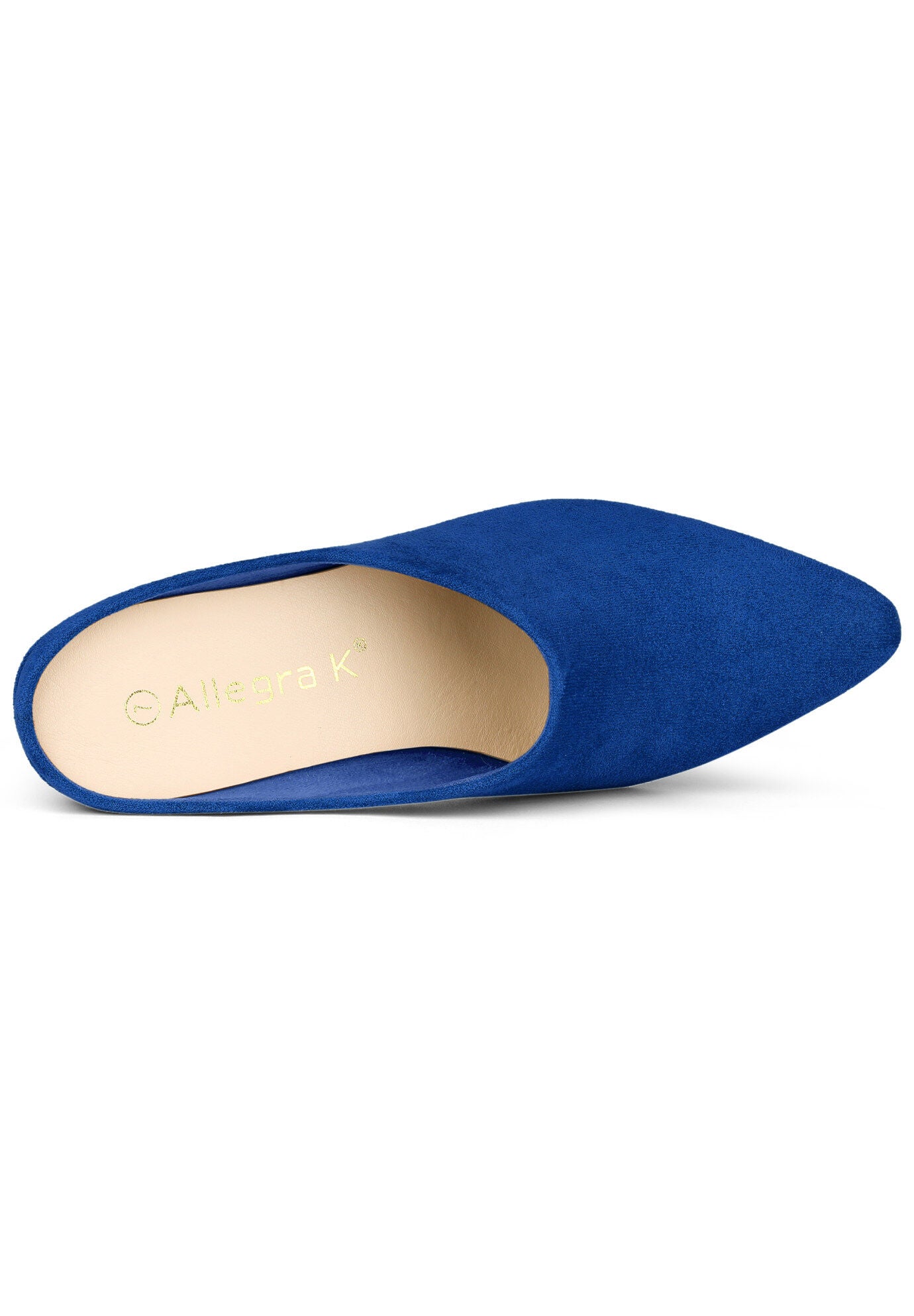 Pointed Toe Slip On Block Heel Slide Mules, Royal Blue / Royal Blue, alternate image number 2