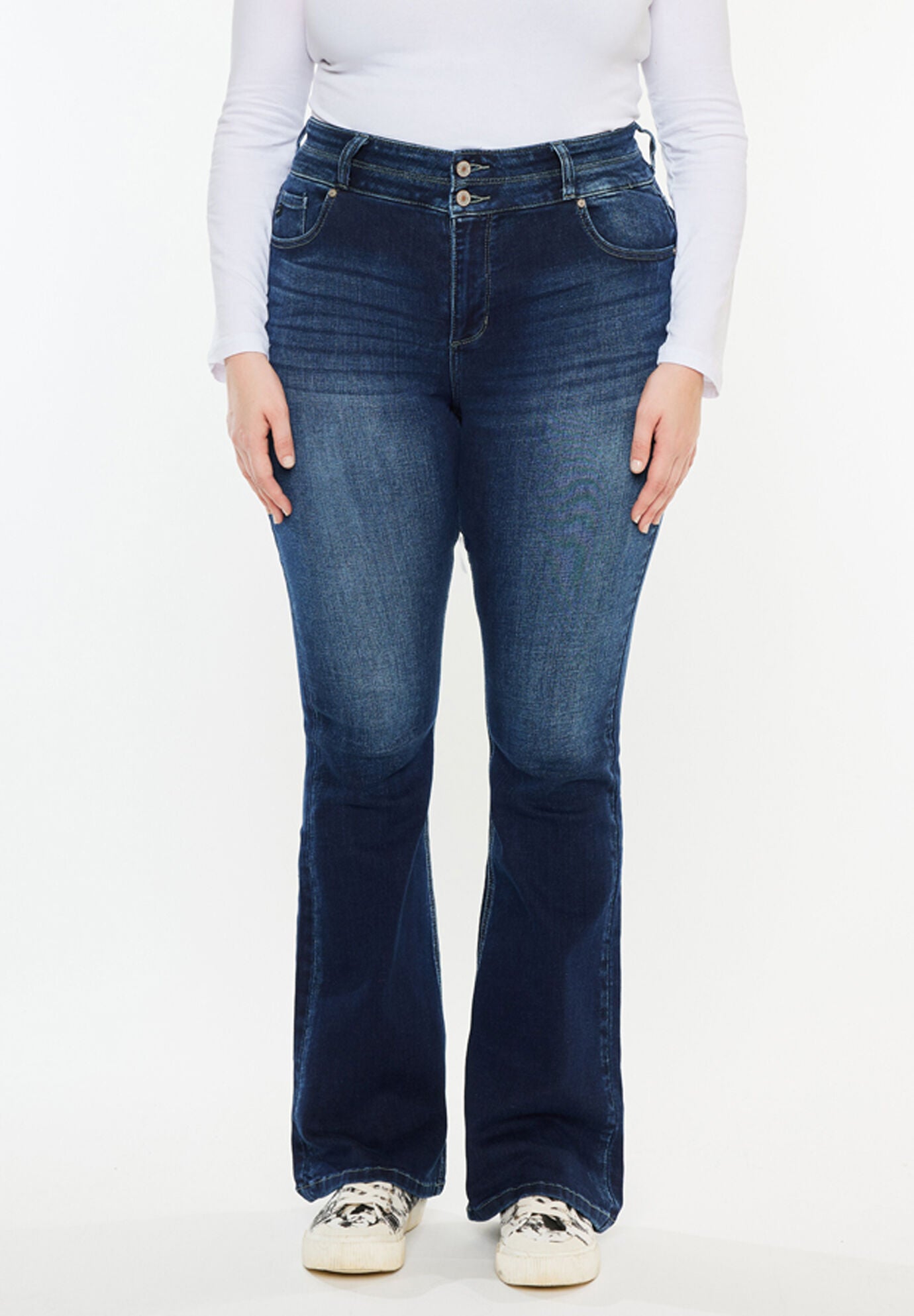 Samaria High Rise Skinny Bootcut (Plus Size), Dark Wash / Dark Wash, alternate image number 5