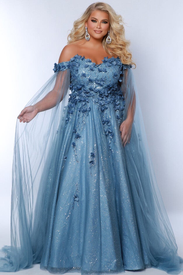DREAM ON EVENING GOWN, Steel Blue / Dusty Blue, hi-res image number null