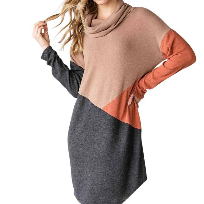 DIAGONAL COLOR BLOCK MINI DRESS IN MULTI, , alternate image number 7